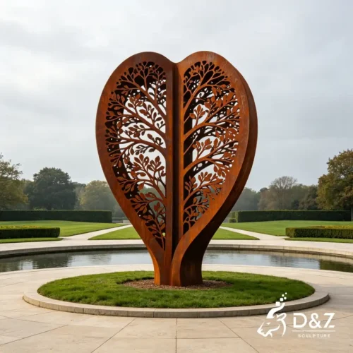 Modern Garden Sculpture | Hollow Corten Steel Leaf Sculpture for Landscape Art Decor 1 Modern Garden Sculpture | Hollow Corten Steel Leaf Sculpture for Landscape Art Decor 1