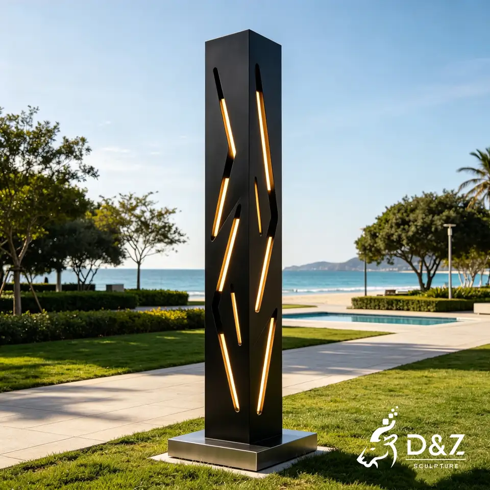 Modern Outdoor Floor Lamp | Hollow Metal Sculpture Landscape Lighting 2 Modern Outdoor Floor Lamp | Hollow Metal Sculpture Landscape Lighting 2