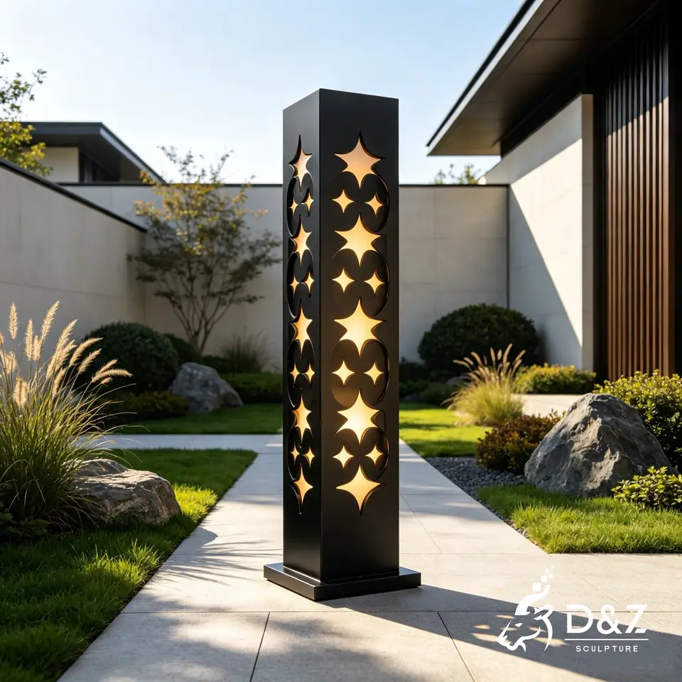 Modern Outdoor Floor Lamp | Hollow Metal Sculpture Landscape Lighting 7 Modern Outdoor Floor Lamp | Hollow Metal Sculpture Landscape Lighting 7