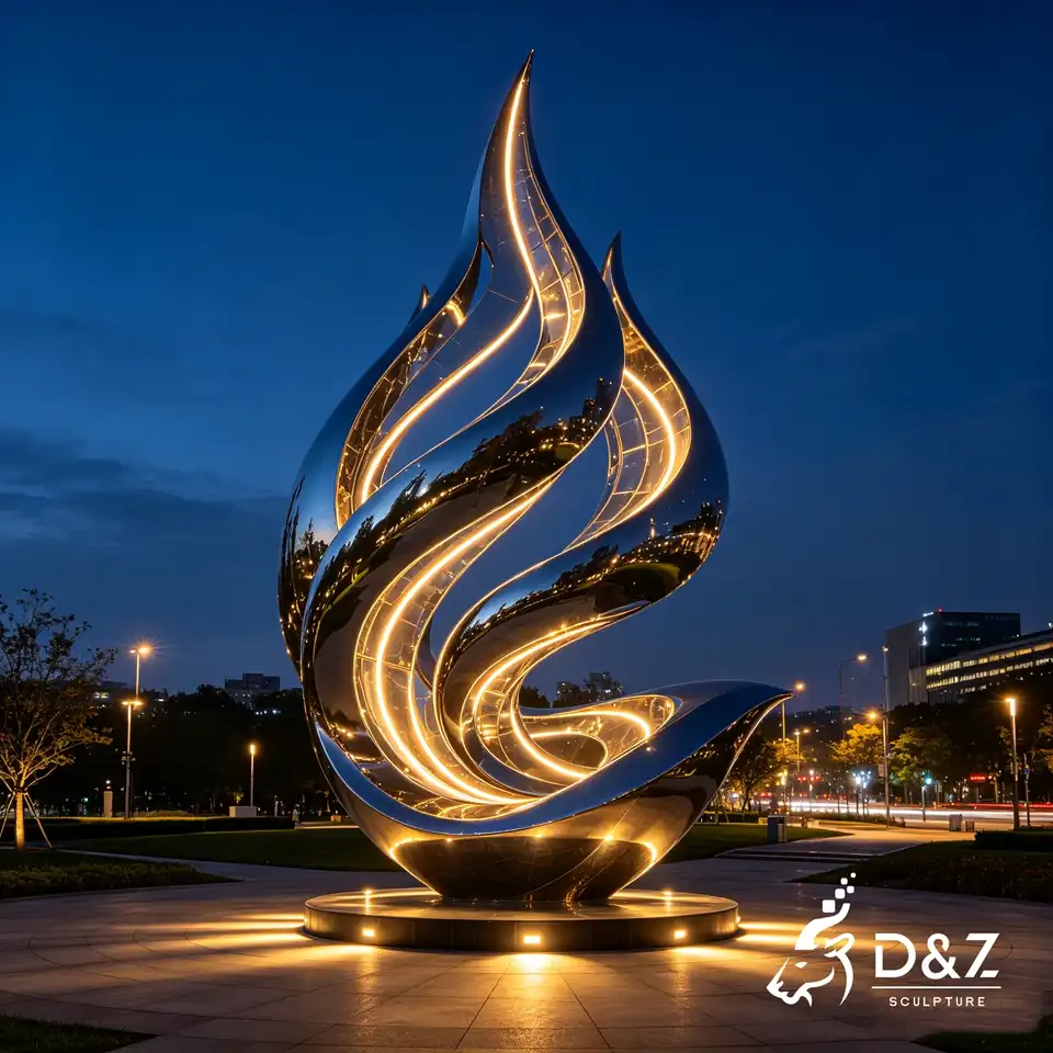 Outdoor Abstract Sculpture | Metal Flame Sculpture in Stainless Steel for Outdoor 5 Outdoor Abstract Sculpture | Metal Flame Sculpture in Stainless Steel for Outdoor 5