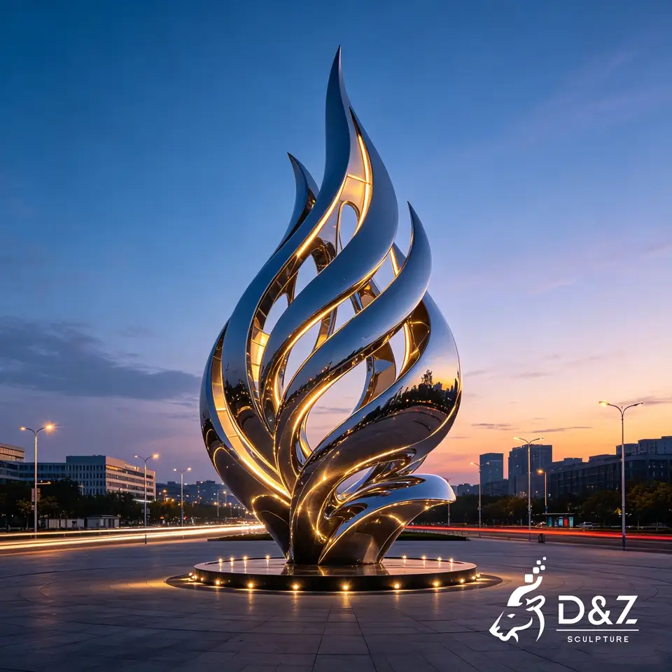 Outdoor Abstract Sculpture | Metal Flame Sculpture in Stainless Steel for Outdoor 6 Outdoor Abstract Sculpture | Metal Flame Sculpture in Stainless Steel for Outdoor 6