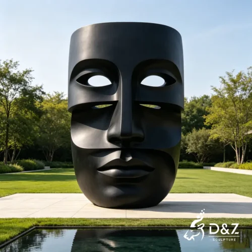 Outdoor Modern Sculpture | Abstract Face Art Sculpture in Stainless Steel 2