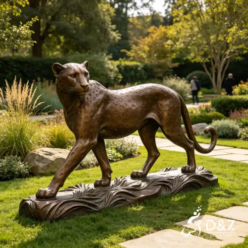 Bronze Walking Leopard Statue | Lifelike Leopard Sculpture for Outdoor Landscape 2