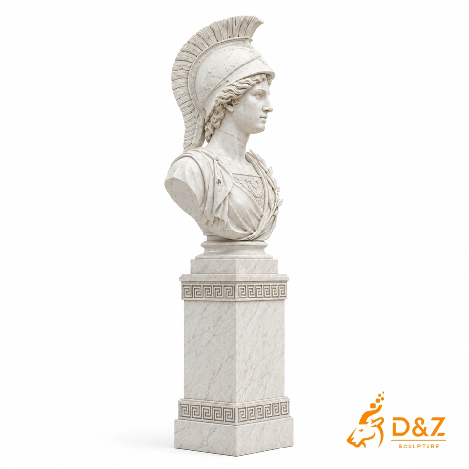 Athena Marble Bust Statue Side View Athena Marble Bust Statue Side View