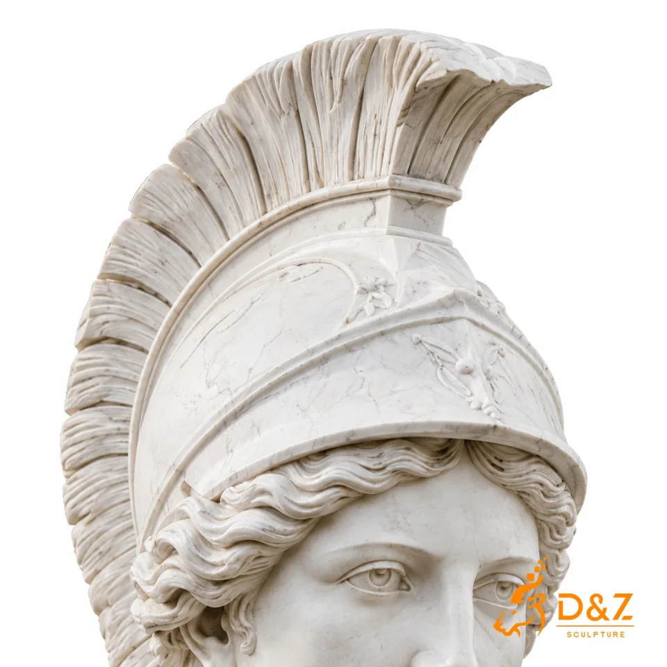 Athena Bust Statue Helmet and Crest Detail Athena Bust Statue Helmet and Crest Detail