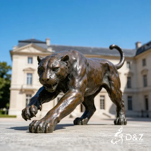 Bronze Leopard Sculpture | Custom Wildlife Animal Statue for Outdoor Public Art 2