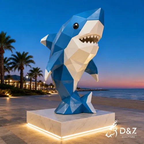 Geometric Shark Sculpture | Stainless Steel Painted Low Poly Abstract Art Sculpture 1 Geometric Shark Sculpture | Stainless Steel Painted Low Poly Abstract Art Sculpture 1