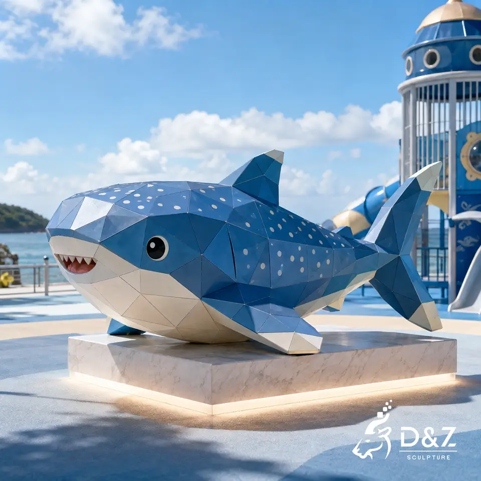 Geometric Shark Sculpture | Stainless Steel Painted Low Poly Abstract Art Sculpture 5 Geometric Shark Sculpture | Stainless Steel Painted Low Poly Abstract Art Sculpture 5