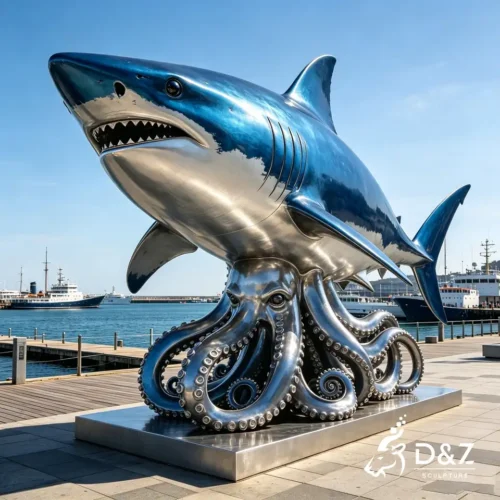 Awesome Great White Shark Statue | Stainless Steel Outdoor Metal Shark Sculpture 1 Awesome Great White Shark Statue | Stainless Steel Outdoor Metal Shark Sculpture 1