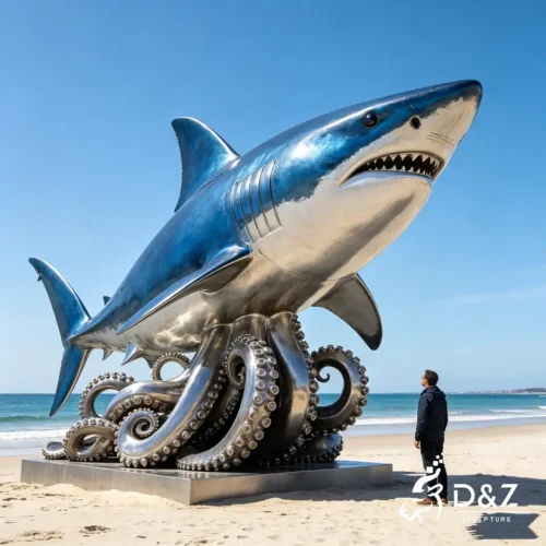 Awesome Great White Shark Statue | Stainless Steel Outdoor Metal Shark Sculpture​ 2