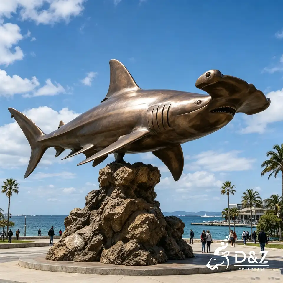 Large Bronze Hammerhead Shark Statue | Outdoor Marine Animal Sculpture For Seaside Decor 2 Large Bronze Hammerhead Shark Statue | Outdoor Marine Animal Sculpture For Seaside Decor 2