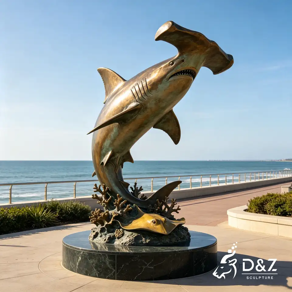 Large Bronze Hammerhead Shark Statue | Outdoor Marine Animal Sculpture For Seaside Decor 4 Large Bronze Hammerhead Shark Statue | Outdoor Marine Animal Sculpture For Seaside Decor 4