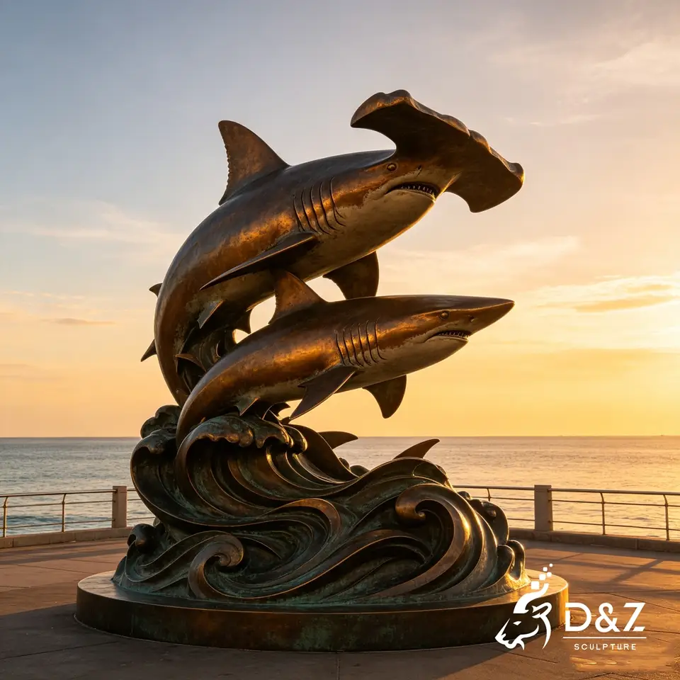 Large Bronze Hammerhead Shark Statue | Outdoor Marine Animal Sculpture For Seaside Decor 6 Large Bronze Hammerhead Shark Statue | Outdoor Marine Animal Sculpture For Seaside Decor 6