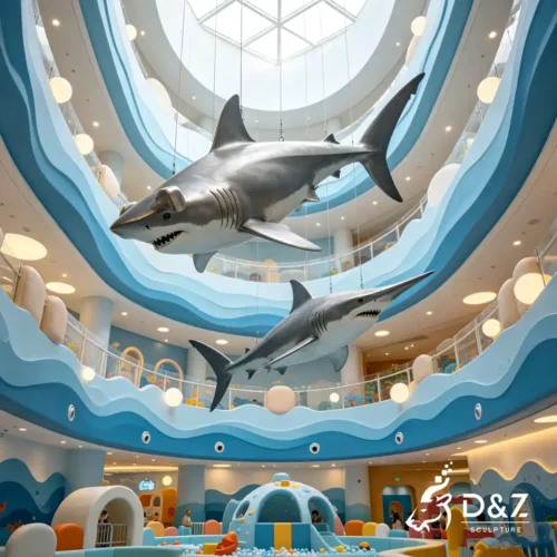 Hanging Shark Sculpture | Stainless‑Steel Painted Suspended Marine Animal Art Decor 2