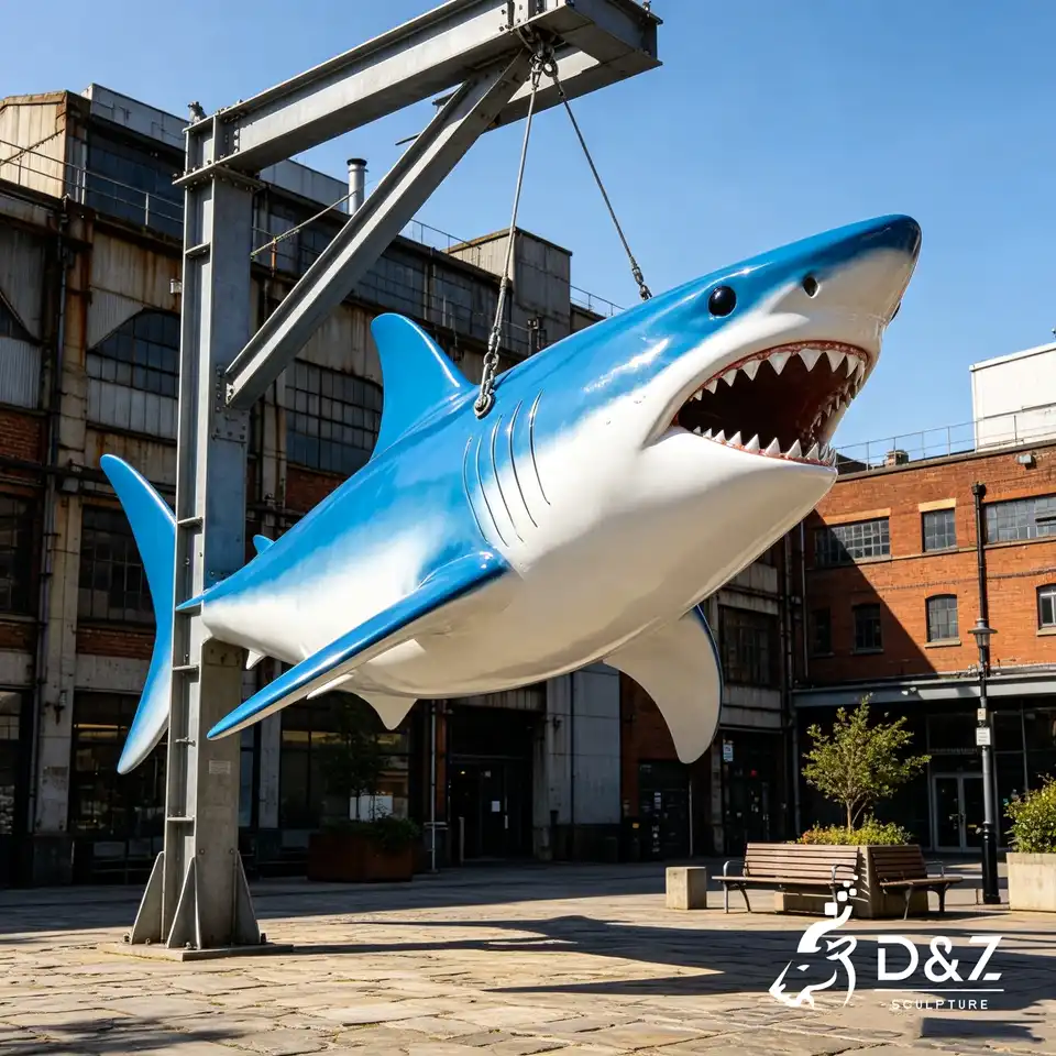 Hanging Shark Sculpture | Stainless‑Steel Painted Suspended Marine Animal Art Decor 4 Hanging Shark Sculpture | Stainless‑Steel Painted Suspended Marine Animal Art Decor 4