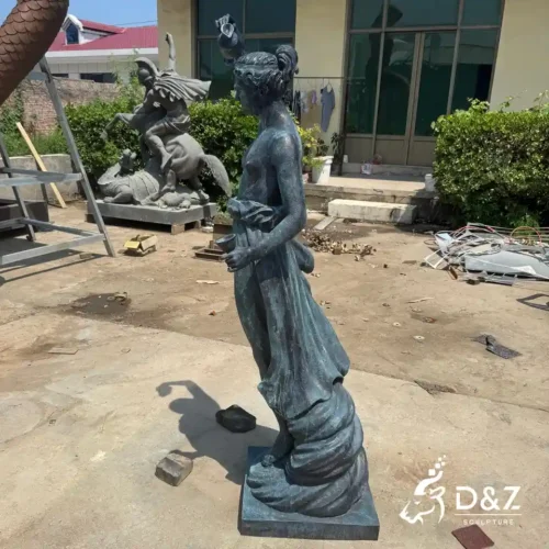 Bronze Hebe Goddess of Youth Statue Holding Wine Jug and Goblet 2