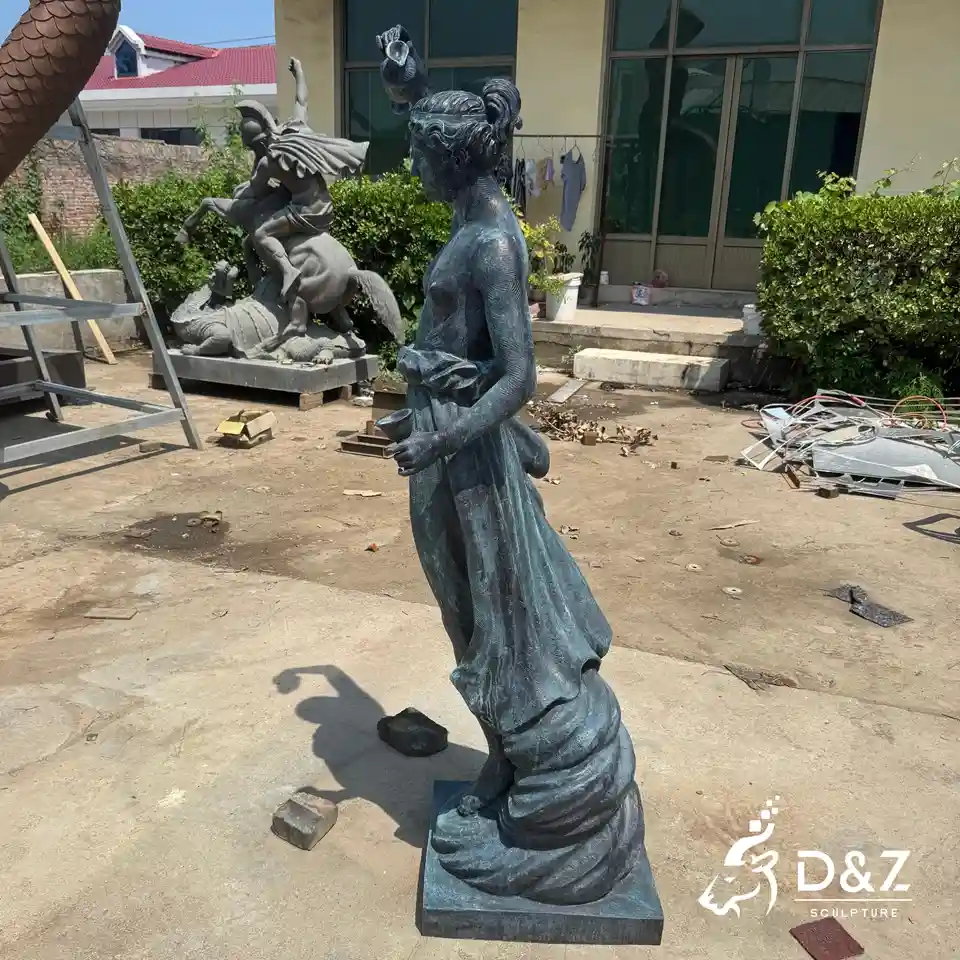 Bronze Hebe Goddess of Youth Statue Holding Wine Jug and Goblet 2 Bronze Hebe Goddess of Youth Statue Holding Wine Jug and Goblet 2