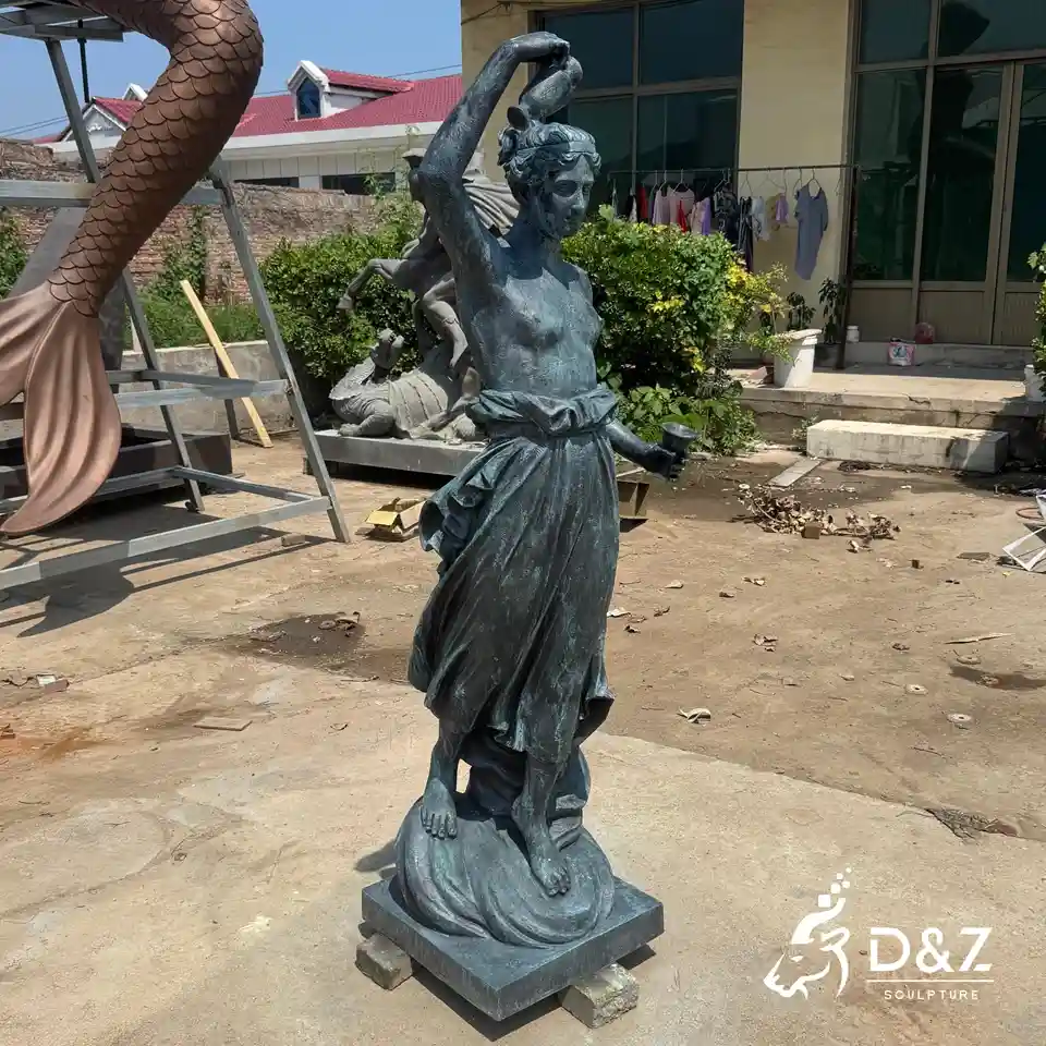 Bronze Hebe Goddess of Youth Statue Holding Wine Jug and Goblet 5 Bronze Hebe Goddess of Youth Statue Holding Wine Jug and Goblet 5