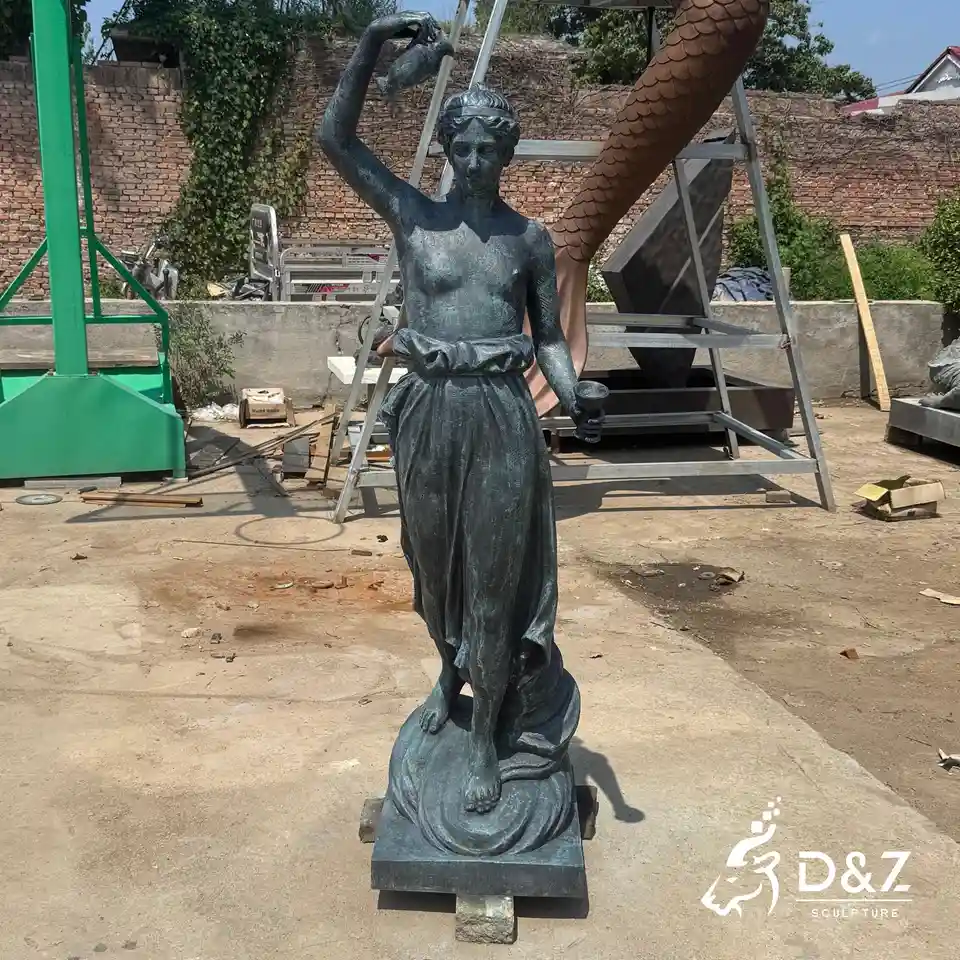 Bronze Hebe Goddess of Youth Statue Holding Wine Jug and Goblet 6 Bronze Hebe Goddess of Youth Statue Holding Wine Jug and Goblet 6