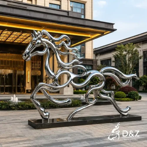 Horse Running Sculpture​ | Large Abstract Stainless Steel Outdoor Art 2