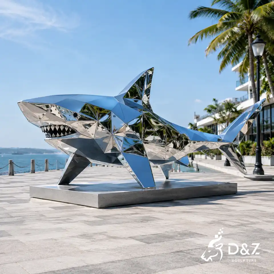Large Geometric Metal Mako Shark Sculpture for Outdoor Large Geometric Metal Mako Shark Sculpture for Outdoor