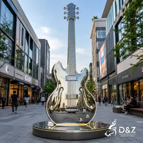 Metal Guitar Sculpture | Giant Stainless Steel Guitar Art Installation 2