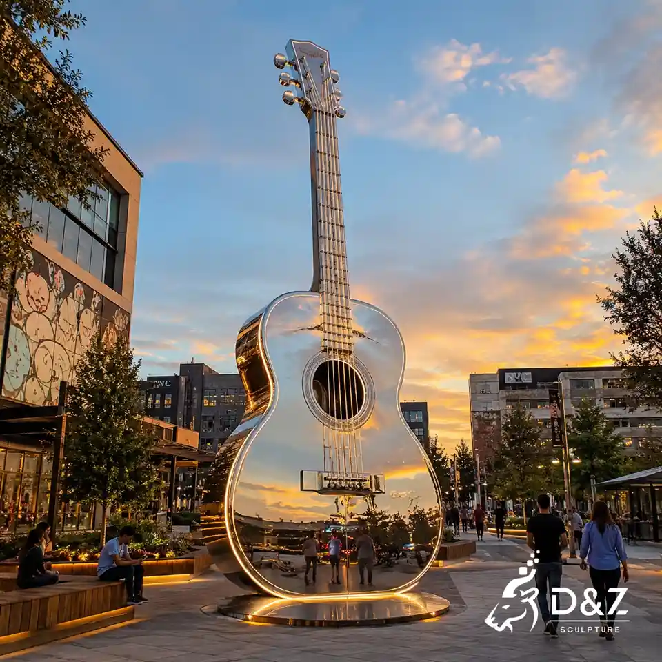 Metal Guitar Sculpture | Giant Stainless Steel Guitar Art Installation 4 Metal Guitar Sculpture | Giant Stainless Steel Guitar Art Installation 4