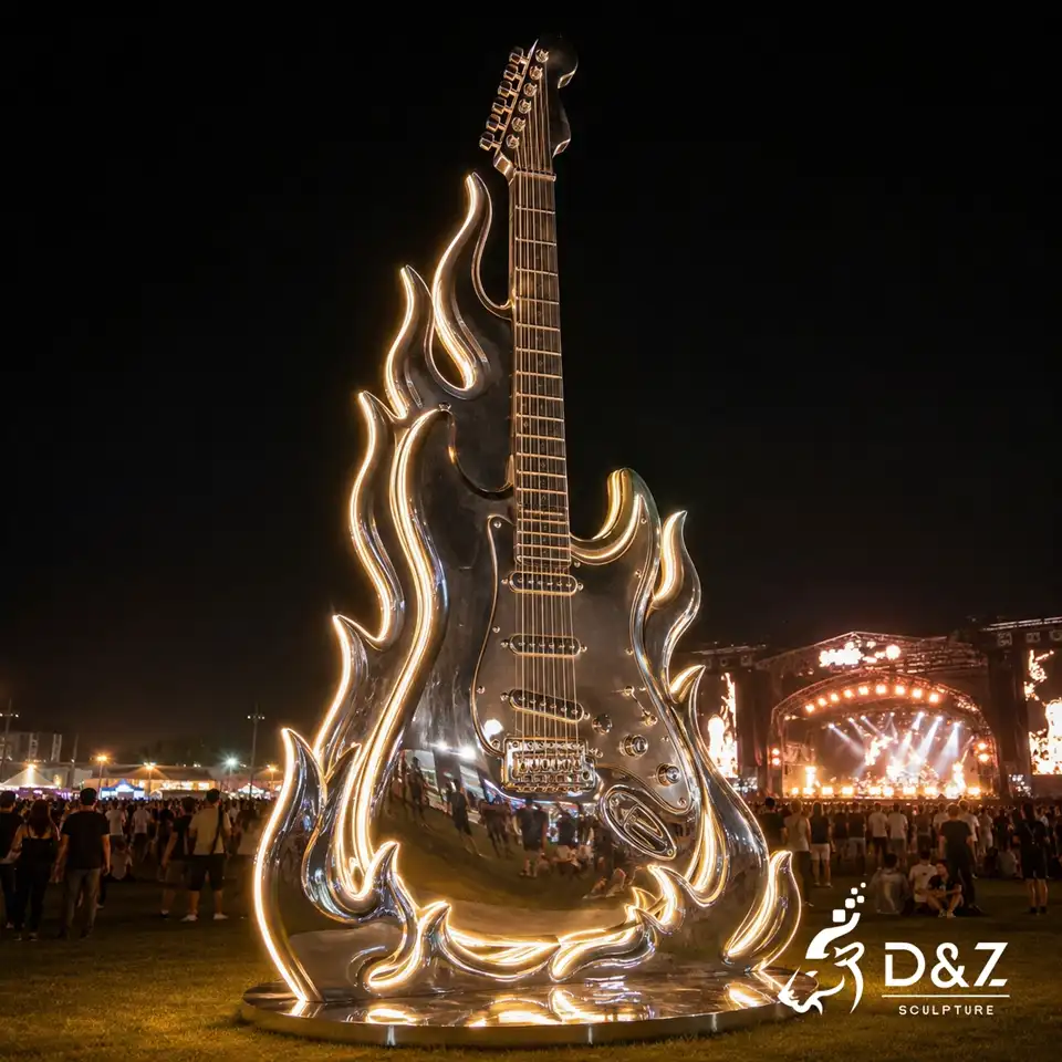 Metal Guitar Sculpture | Giant Stainless Steel Guitar Art Installation 6 Metal Guitar Sculpture | Giant Stainless Steel Guitar Art Installation 6