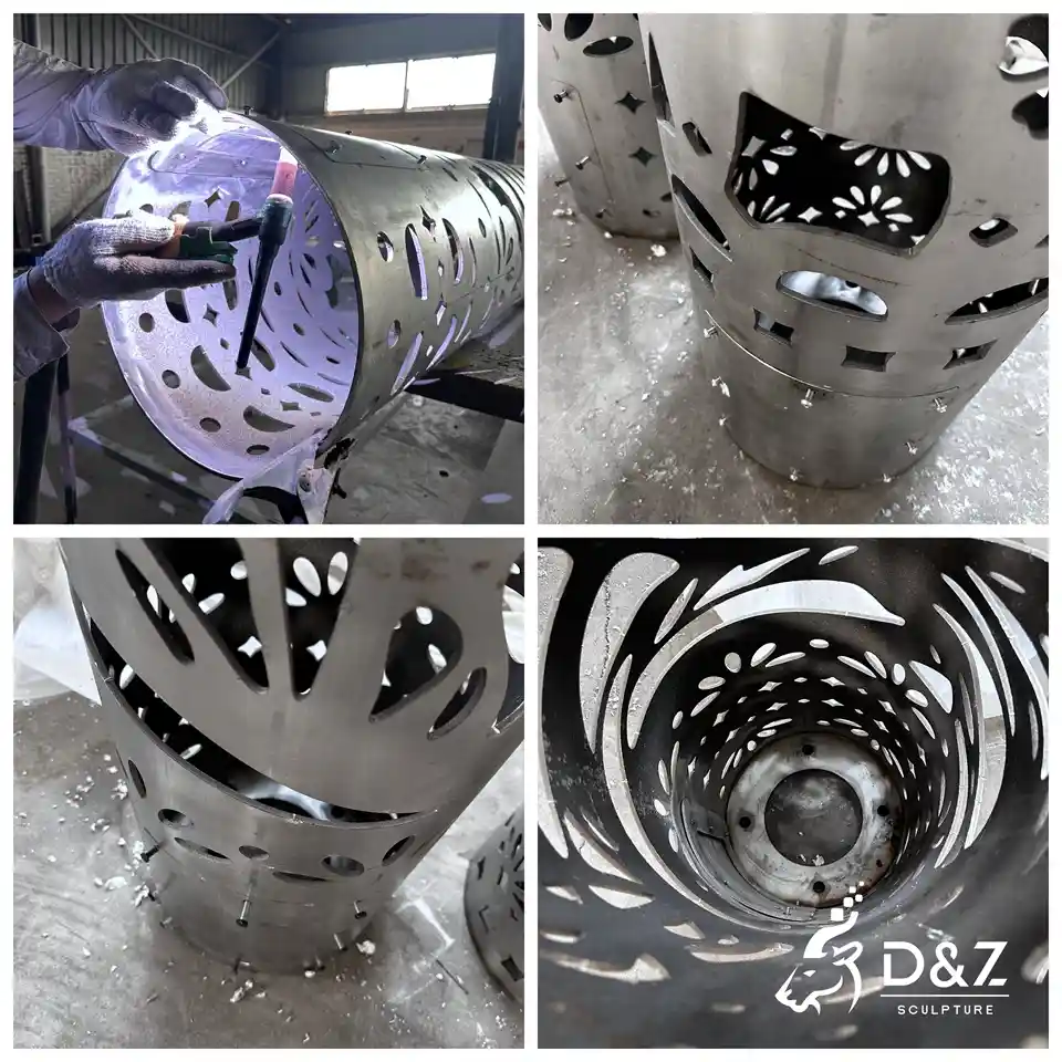 Metal sculpture welding and fabrication details inside the structure Metal sculpture welding and fabrication details inside the structure