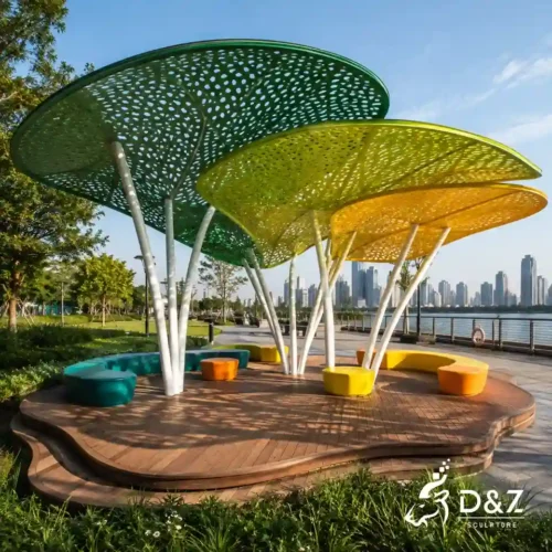 Stainless Steel Leaf-Shaped Pergola Sun Shade Canopy for Outdoor Spaces 1