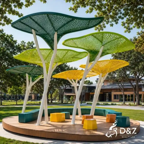 Stainless Steel Leaf-Shaped Pergola Sun Shade Canopy for Outdoor Spaces 2