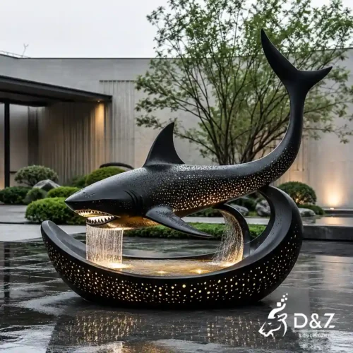Large Metal Shark Fountain Sculpture for Outdoor Water Features 1