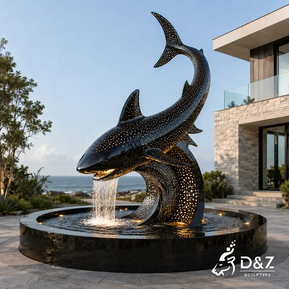 Large Metal Shark Fountain Sculpture for Outdoor Water Features 2 Large Metal Shark Fountain Sculpture for Outdoor Water Features 2