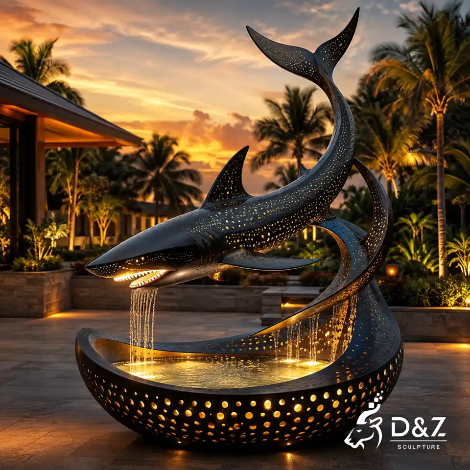 Large Metal Shark Fountain Sculpture for Outdoor Water Features 3 Large Metal Shark Fountain Sculpture for Outdoor Water Features 3