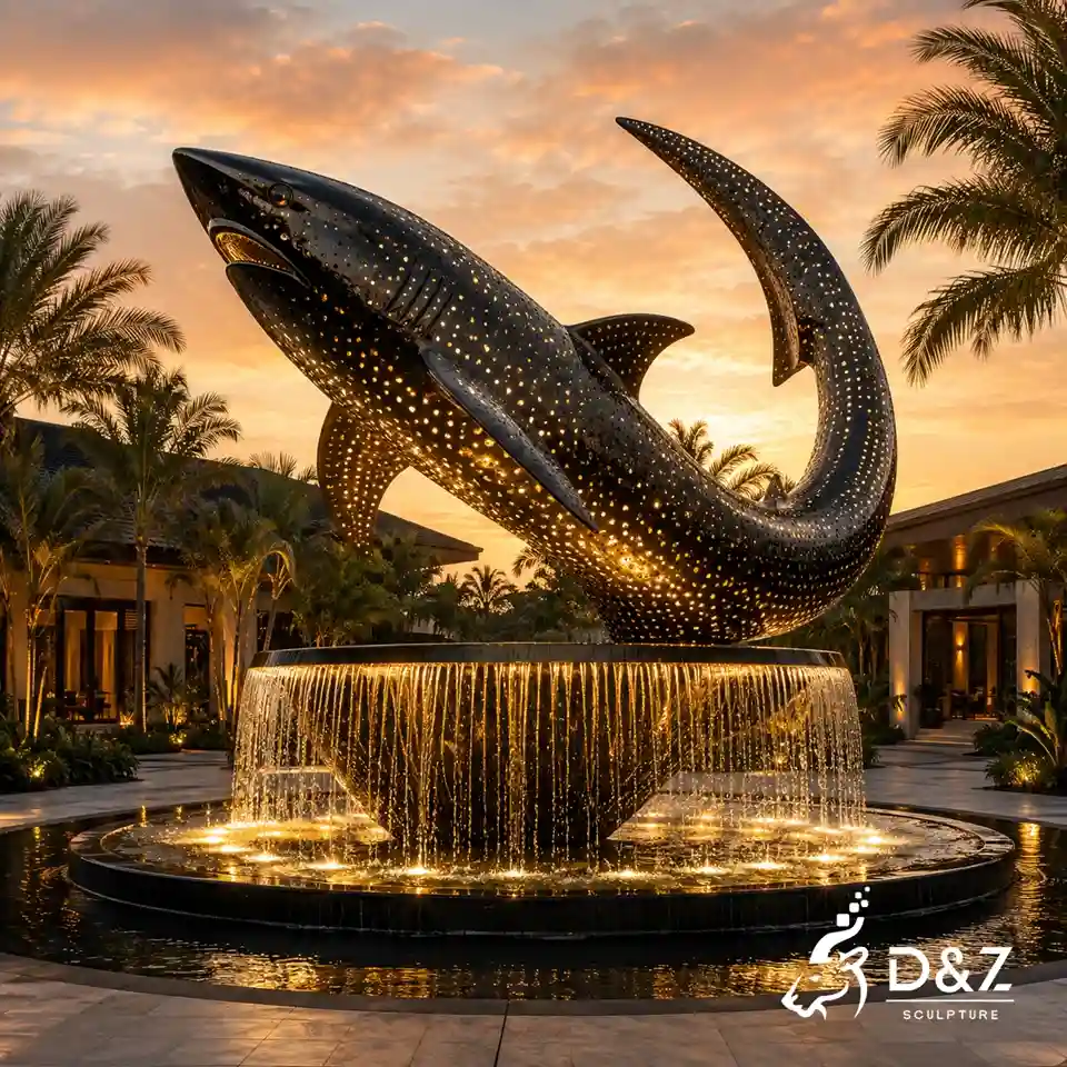 Large Metal Shark Fountain Sculpture for Outdoor Water Features 4 Large Metal Shark Fountain Sculpture for Outdoor Water Features 4