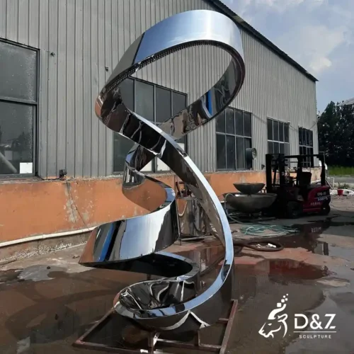 Stainless Steel Water Fountain Sculpture | Double Helix Fountain Stainless Steel Water Fountain Sculpture | Double Helix Fountain 1