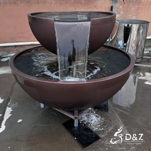 Double-Tiered Bowl Fountain | Stainless Steel Water Fountain Sculpture 2