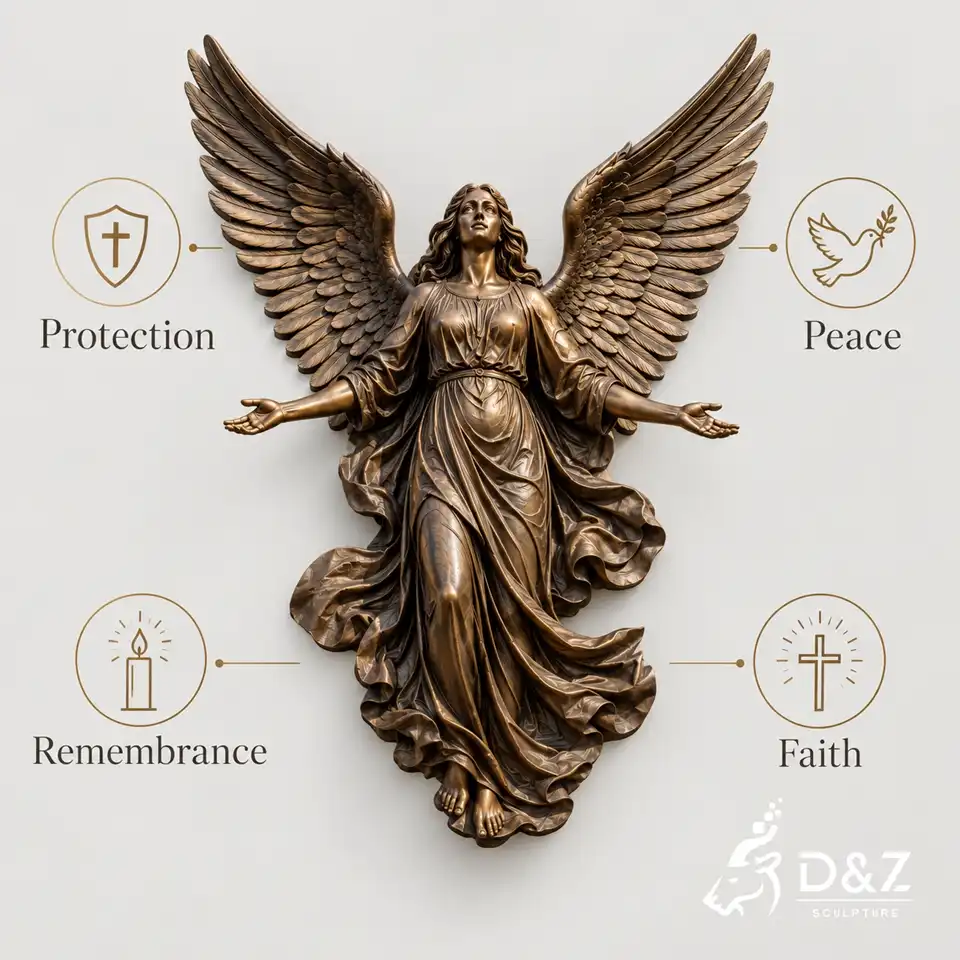 angel art sculpture wall decoration infographic showing protection, peace, remembrance, and faith angel art sculpture wall decoration infographic showing protection, peace, remembrance, and faith