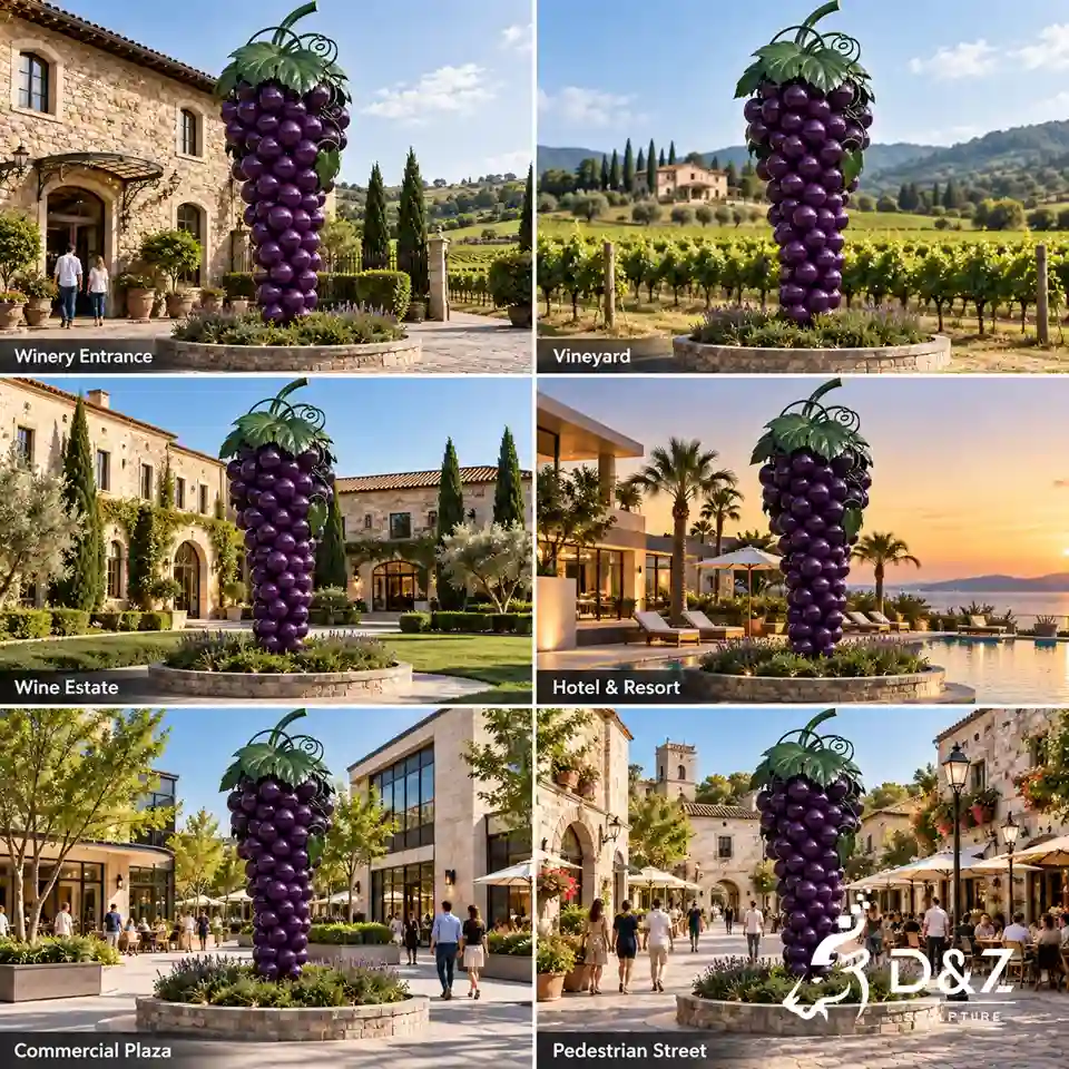 Grape sculpture for winery entrance vineyard wine estate resort commercial plaza and pedestrian street