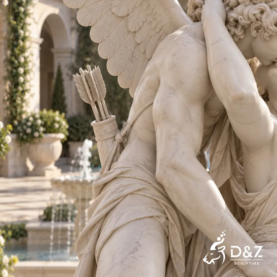 Cupid Statue Quiver and Arrow Detail in Natural Marble Cupid Statue Quiver and Arrow Detail in Natural Marble