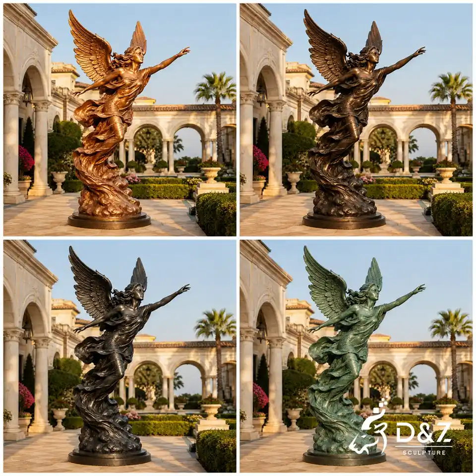 Custom bronze finishes for flying angel sculpture DZC82 Custom bronze finishes for flying angel sculpture DZC82