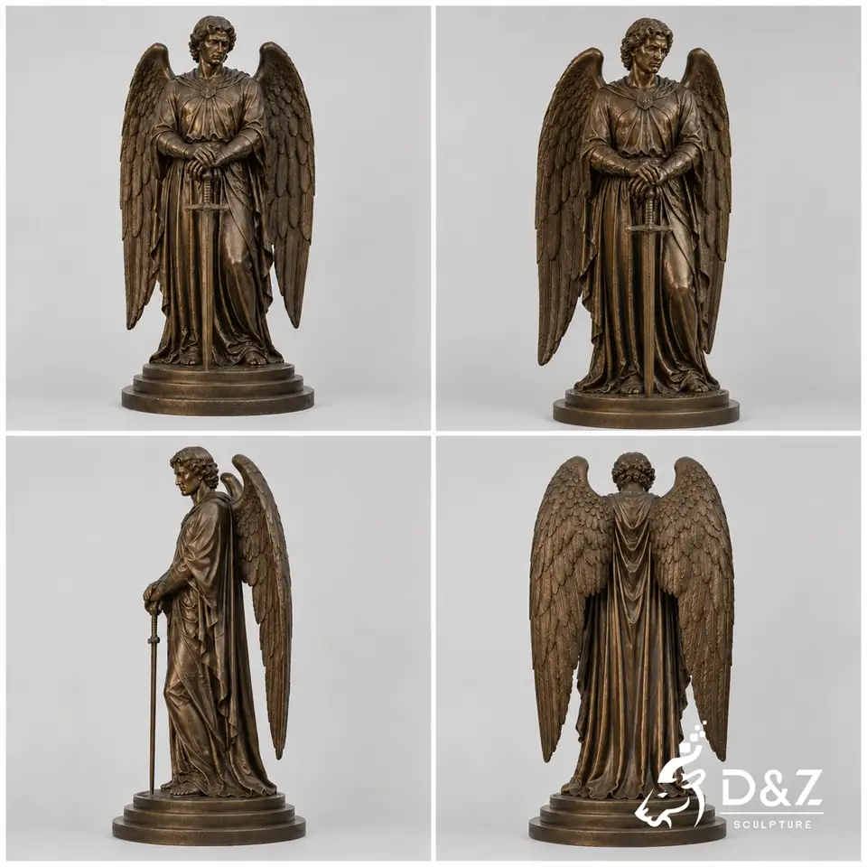 Guardian angel male sculpture front 45 degree side and back views Guardian angel male sculpture front 45 degree side and back views
