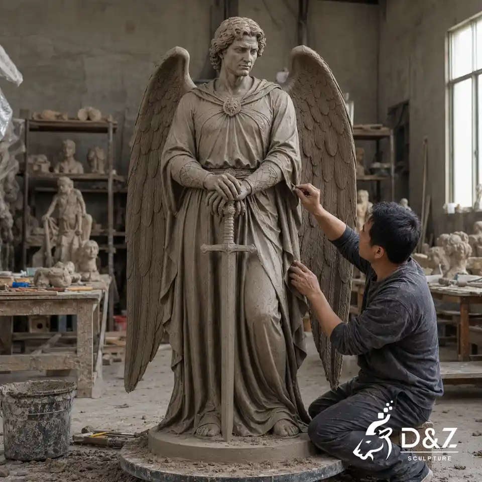 Custom guardian angel sculpture clay model handcrafted in the factory Custom guardian angel sculpture clay model handcrafted in the factory