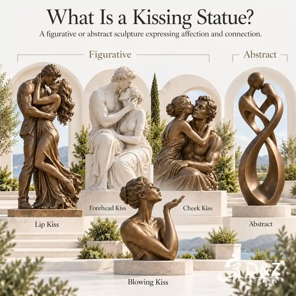 What is a kissing statue infographic showing figurative and abstract kiss sculpture designs What is a kissing statue infographic showing figurative and abstract kiss sculpture designs