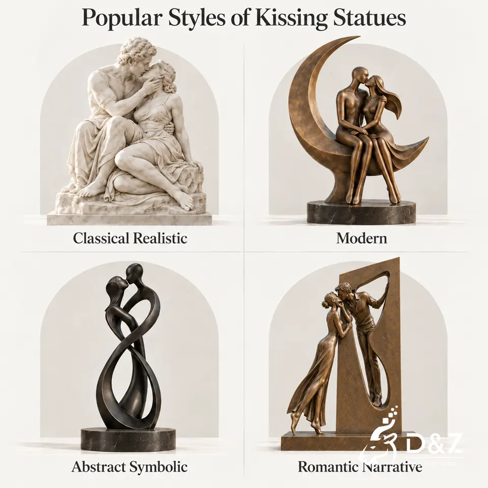 Popular styles of kissing statues in classical modern abstract and romantic designs Popular styles of kissing statues in classical modern abstract and romantic designs