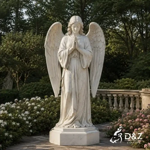 Large marble praying angel garden sculpture for outdoor