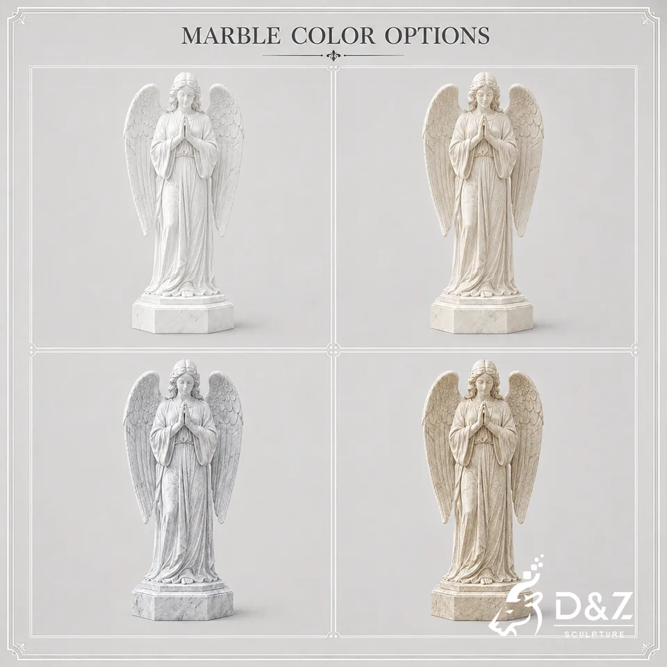 Custom marble color options for praying angel garden sculpture Custom marble color options for praying angel garden sculpture