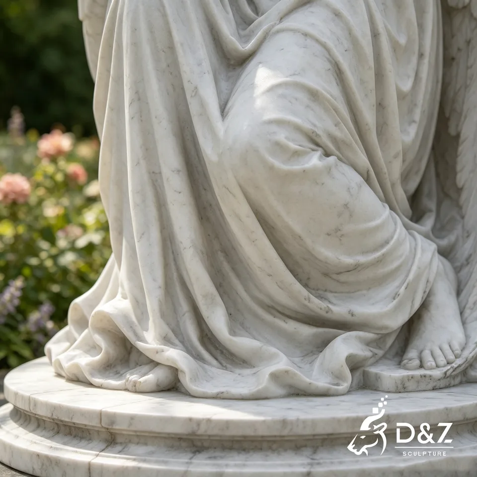 Classical robe and marble texture details of a sleeping angel statue Classical robe and marble texture details of a sleeping angel statue