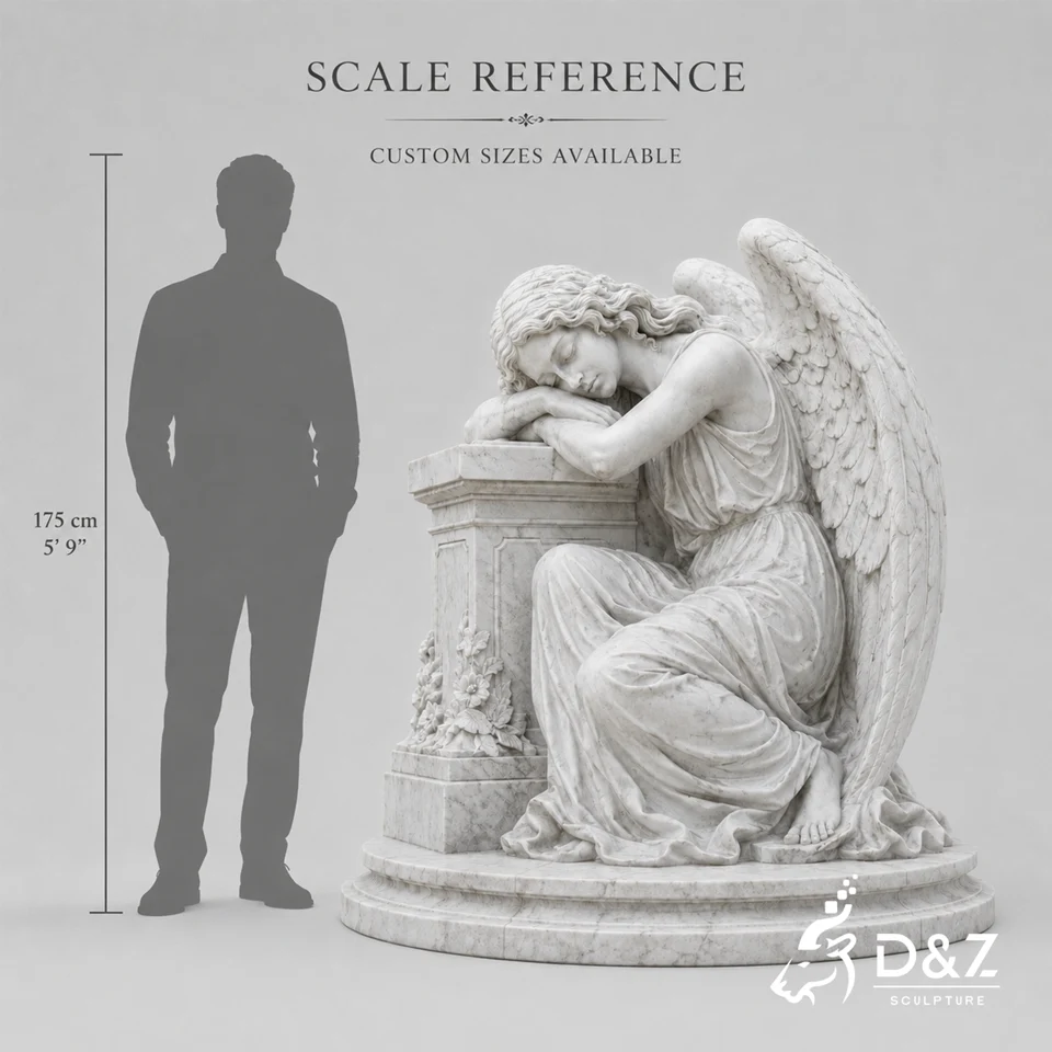 Large sleeping angel sculpture size reference for custom outdoor projects Large sleeping angel sculpture size reference for custom outdoor projects