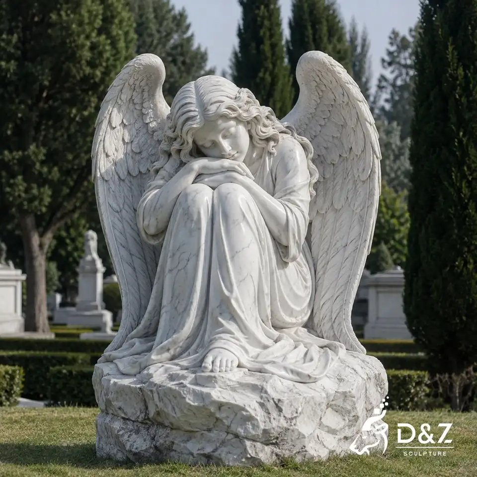 Sleeping angel garden statue made of natural marble for outdoor landscape design Sleeping angel garden statue made of natural marble for outdoor landscape design
